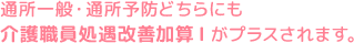 通所一般・通所予防どちらにも介護職員処遇改善加算・サービス体制提供強化加算Ⅱがプラスされます。